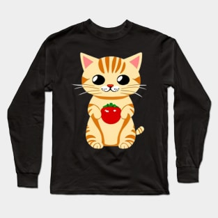 cute cat eating Long Sleeve T-Shirt